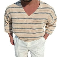 Bomotoo muškarci T majice prugasti ljetni vrhovi rukav bluza s labavim fit tee radnom pulover smeđe