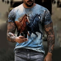 Giligiliso Muška majica Clearence Horse Retro 3D Ispis Okrugli vrat Muška i majica kratkih rukava