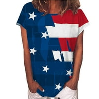 Ženska američka grafička majica zastava 4. jula Ljetni casual kratkih rukava Patriotic Patriotic Tees Vrhovi za nezavisnost
