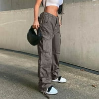 Ženske hlače Casual High Squik Baggy Cargo Tergo Jeans Jogger Pocket Lood Fit Ravne hlače i pantalone