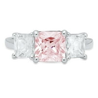 4.0ct Squareg Smaragd Cut Pink Ružičasti simulirani dijamant 18k bijeli zlatni godišnjica Angažmane