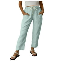 Žene casual pantalone za crtanje čipke duge hlače u boji za žene Blue XL