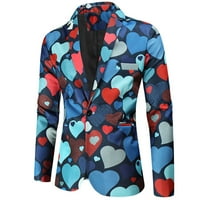 Blazer za Valentinovo za muške, ljubavna jakna za ispis srca One tipke rever ovratnik Business casual