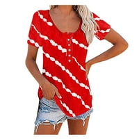 Košulje za žene Loose Fit Twill Casual modni okrugli dekolte rupni gumb vrata kratka bluza Ženske vrhove crvena xxxxxx