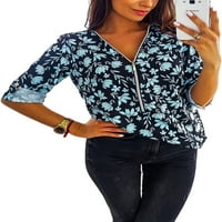 Ženski cvjetni ispisani šifonske bluze ukinuti mamionicu za majicu sa majicom V izrez za žene tuničke vrhove