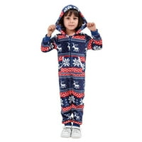 Odgovarajuća božićna pidžama za obitelj, praznični PJS s kapuljačom jednodijelni PJS obiteljski kombinenti