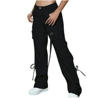 Teretne pantalone za žene labave fit s niskim strukom ravne široke noge Jogger casual workout Lounge