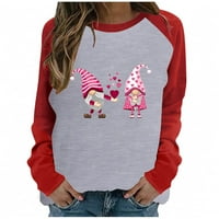Dukserija za Valentinovo za žene smiješna GNOME Love Heart Grafički tiskani pulover Ležerne prilike