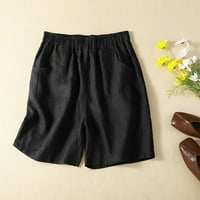 Joga kratke hlače sa džepovima za žene Ljeto u boji pamučne posteljine džep labave hlače Dame Ležerne prilike vježbanja
