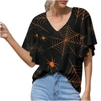 Žene Halloween vrhovi skrivaju trbušne košulje Halloween Gnome košulja uzorka vrh Gotic Spider bluza