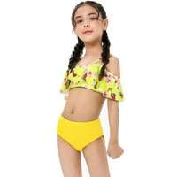 Finelylove Skromni kupaći kostimi za žene Lagano obloženi sportski grudnjak u stilu visokog struka Žuta 8- godina
