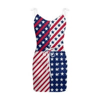 Ernkv Ženska haljina Bluouson Cami sa džepnim klirensom USA zastava Ispis odjeće Compquing Comfy 4.