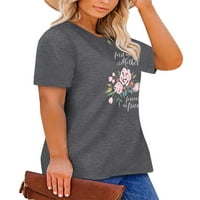 Majine majice ANBech Plus veličine za žene grafički cvjetovi majica za prevelike kratke rukave s okruglim