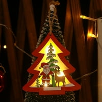 Veki Privjesak Svjetlosni božićni drveni stablo Mali kreativni šuplji ukras automobila za kućne čaše