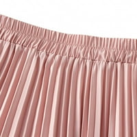 Xiuh Ženska puna boja nagle podrumce Srednja suknja Elastična struka A-line suknja ružičasta