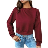 Ženske obrezirane dukseve posade izrez dugih rukava pulover pulover pulone, ležerne u trendu Y2K odjeću Spring Srednja odjeća