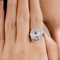 Izjava Moonstone Halo Prsten za žene, Mjesečni moissitni prsten, 14k bijelo zlato, SAD 9.00