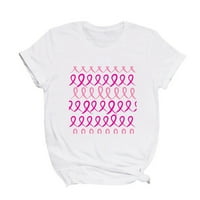 CLLIOS košulje za karcinom dojke Žene ružičaste vrpce Grafičke tens Funny kratki rukav Dressy casual bluza Svjesnost za dojku S majice