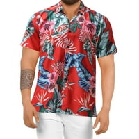TKLPEHG majice za muškarce kratki rukav casual majica na plaži Štampana lapela bluza Labavi fit majice