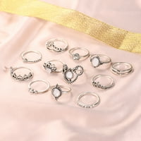 Prstenovi za žene Jednostavan nakit Retro Geometrijski Ladie Gemstone Lično prstenaste prstenje u nakitu