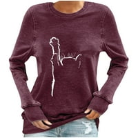 Modna žena okrugla vrat dugih rukava majica Jesen tiskanje bluza vrhova dukserica Dressy Fall Majica Dukseri pulover
