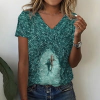 Fartey Womens Ležerne prilike ljetne majice s kratkim rukavima V izrez Majice Loose Comfy Lijepo kitovi