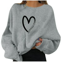 Duks za žene na klirensu Crewneck Grafički pulover Atletski odjel s dugim rukavima Lagani srčani duksevi