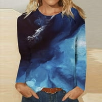 Ženski vrhovi Ležerne prilike Jioakfa ženske modernog pozicioniranja, ležerne majice s dugim rukavima na dugim rukavima, plavi s