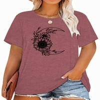 Majice za motore i suncokret plus veličine za žene grafički suncokret MON Print Prevelici majica kratkih