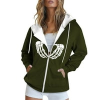 Plus veličine za žene modni hoodie dugi rukav džepni patentni zatvarač Sportski kaput labav print Hoodie