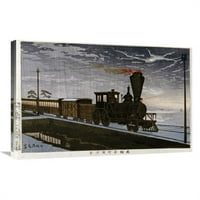 in. Parna lokomotiva u halog Moonlight Art Print - Kobayashi Kiyochika