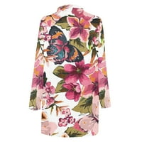 Lagani ljetni kardigan za žensko modno cvjetno od tiskane kardiganske jakne s dugim rukavima Top Plus