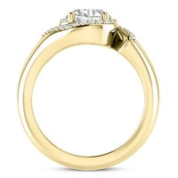 2CTW Prirodni dijamant Moissite Halo Swirl 18K Zlatni bridalni prsten za brisanje