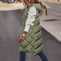 Brglopf Žene dugi puffer prsluk zimski jesen topli kaput bez rukava zip prema kapuljačnim jakni u trendu