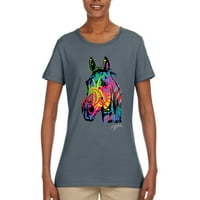 Neon Rainbow konja životinja Ljubitelj žene Ženska grafička majica, ugljen, veliki