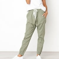 TOQOT Ženske hlače za ženske gaćice - Ležerne elastične struke modne hlače za noge Green Veličina XL