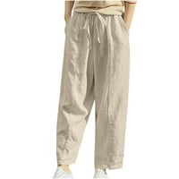 Kamummark PI ženske hlače plus veličina zazor ženske casual široke pantalone za noge pune boje elastičnih struka labave pantalone sa džepom Khaki