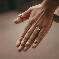 3. CT sjajan okrugli rez simulirani zeleni dijamant 14k bijelo zlato tromjesečni prsten s 0