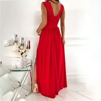 Žene plus veličine čišćenje modnih žena Ljeto snimljenih rukava V-Nevk Split casual čipkaste pachwork haljina crvena