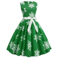 Zunfeo Womens Ljetne haljine - Ležerne prilike udobne haljine Trendy Božićni ispisani posadni vrat bez