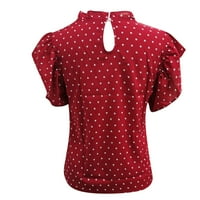 Žene Ležerne prilike za Valentinovo Print Short rukav šuplji gumb SPLICE košulja bluza vrhova dugih