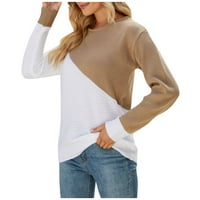 Ženska kontrastna boja trodimenzionalni džemper sa dugim rukavima pleteni džemper