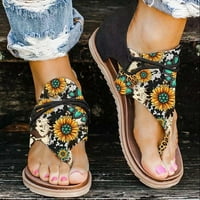 Wirdiell Women Ljeto Clip-Toe Sunflower Cipele sa zatvaračem Comfy stanovi Ležerne sandale za plažu
