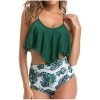 Modne žene ispis seksi bikini push-up podstavljeni kupaći kostimi kupaćim kupaćim odjećom, vojska zelena,