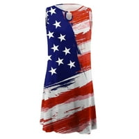 Miayilima mini haljine za žene casual dan nezavisnosti Američka zastava Cvjetni print Cisterna TOP Hollow