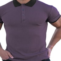 Sanviglor Men Polo majica Dugme Ljeto vrhovi rever izrez T majice Ležerne prilike radne pulover Purple M