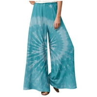 Specijalni uvodni s Himice Ženske ispisane hlače za noge Ležerne prilike ravne noge visokog struka Istepene hlače Stretch pantalonar plava 4xl