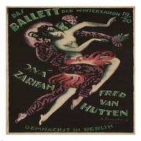 Balet zimske sezone Vintage poster Josef Fenneker Njemačka 20x30