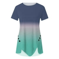 Ženski ljetni tunički vrhovi plus veličina casual crewneck kratki rukav asimetrična košulja modne gradijent