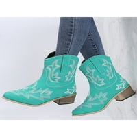 Tenmi Womens Western Boot Mid CALF Vintage čizme Široke teležne čizme sa izdržljivim zimskim cipelama Žene pokazivane nožnog nebeska nebeska plava 12